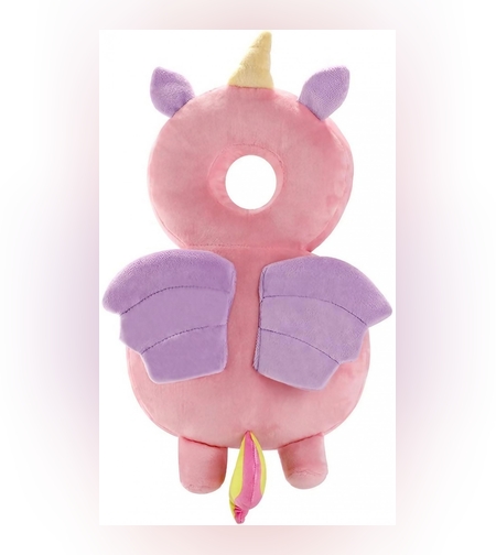 Perna tip Rucsac pentru Protectia Capului, Flippy, Tetiera tip Unicorn, pentru Bebelusi, 33x6x19 cm, 180 g, Roz