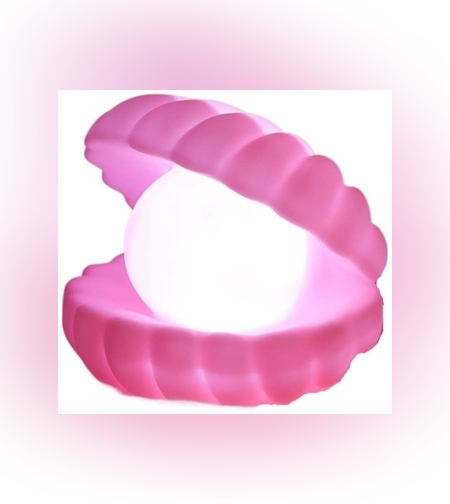Lampa de Veghe, Flippy, Model Scoica cu Perla, Lumina Calda, 10 x 8.5 cm, Led, Baterii Incluse 3 x LR44, Roz