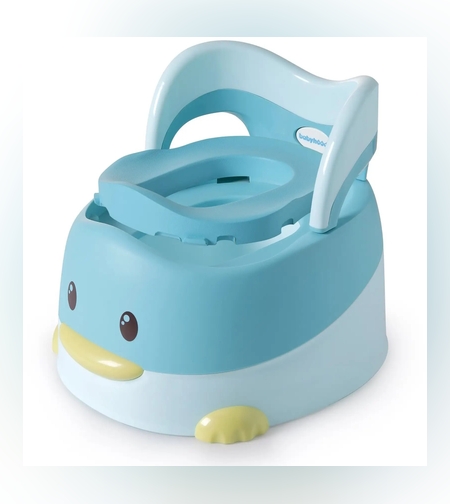 Olita pentru Copii, Flippy, +6 luni, Detasabila, cu Capac, Antiderapanta, din Plastic, Colac Moale, Model Ratusca, 38x32x30 cm, Albastru