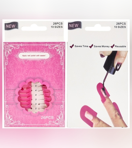 Set 26 buc Sabloane Reutilizabile pentru Oja, Flippy, pentru Manichiura Ingrijita, fara Depasire Margini, Protectie Cuticula, 10 Marimi, din Plastic, Roz