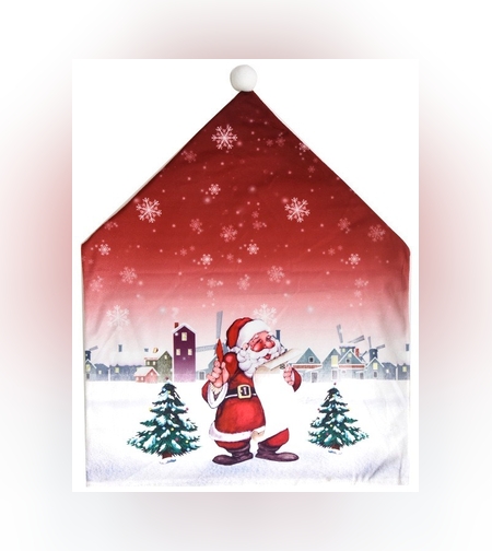 Husa pentru scaun Flippy, tematica Craciun, material textil/poliester, 61 x 47 cm, rosu