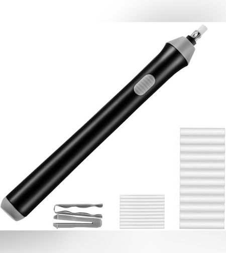 Radiera Electrica, Flippy, pentru Schite si Arta, Grosime Varf 3 mm/5 mm, Baterii 2 x AA (neincluse), din ABS, Negru