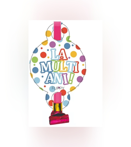 Set 6 Suflatori, Flippy, Colectia LA MULTI ANI, 19 x 11 cm, din Carton/Plastic/Hartie, Multicolor