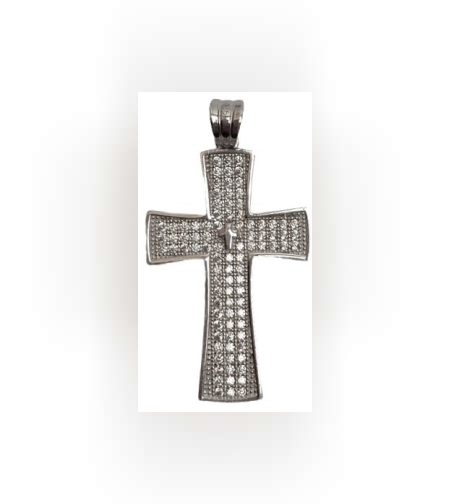 Pandantiv, Jolie Silver, Argint 925, Model Cruce cu Pietre, 2.6 G, 3 x 2 Cm