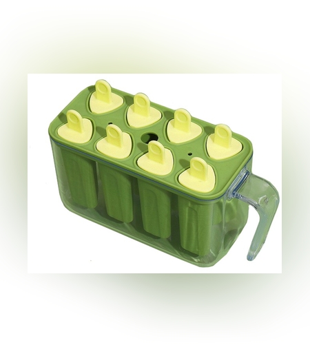 Forme de inghetata, Flippy, 8 Forme din Silicon, Forma pentru Inghetata din si Sucuri Ghetate, 13 x 10 x 6.5 cm, Verde