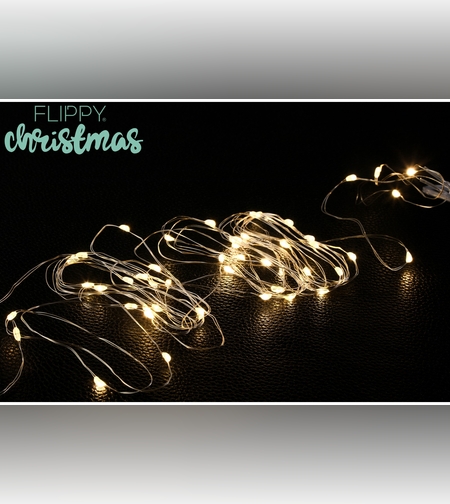 Instalatie Craciun, 5 metri, 50 LED-uri, alb cald, cu baterii, fir cupru, liniar, interior/exterior, Flippy