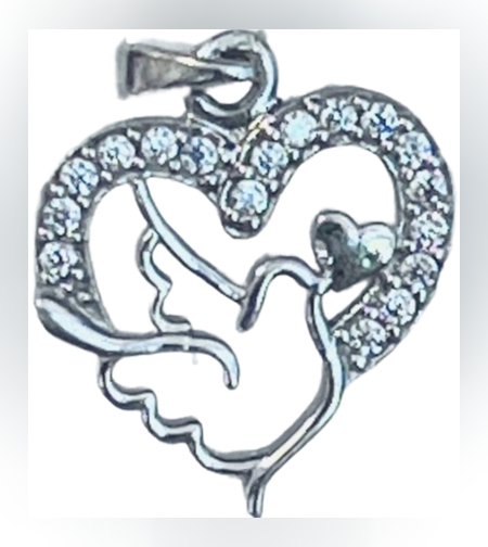 Pandantiv, Jolie Silver, Argint 925, Model Inima cu Porumbel, 20 x 15 mm, 1.5 g