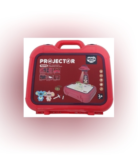 Set jucarie educativa proiector cu masa pentru desen, 48 de imagini, 6 discuri de proiectare, creioane colorate, cutie depozitare, +3 ani, Rosu, Resigilat
