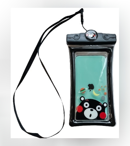 Husa subacvatica Mascot Waterproof Flippy, Snowproof, Universala, cu Snur, pentru telefon sau documente, Bear, Negru