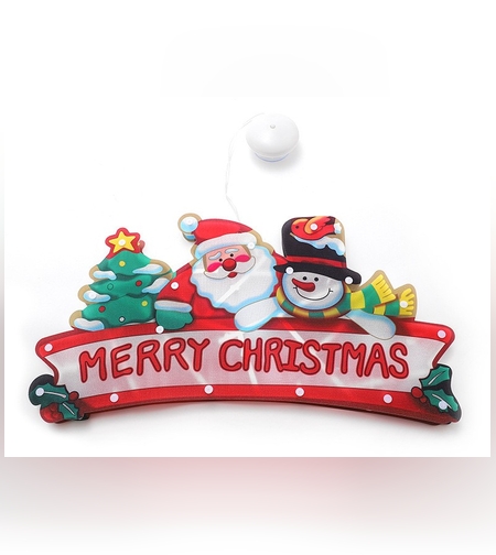 Decoratiune de Craciun pentru fereastra Flippy, Merry Christmas, cu LED-uri, 24 cm, alb cald