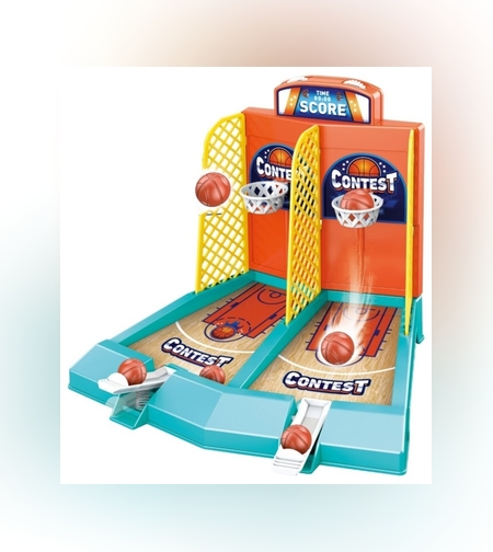 Joc de Masa Mini Baschet Interactiv pentru Copii, Flippy, pentru 2 Jucatori, 6 Mingi Incluse, 22x16.5x18.2 cm, Multicolor