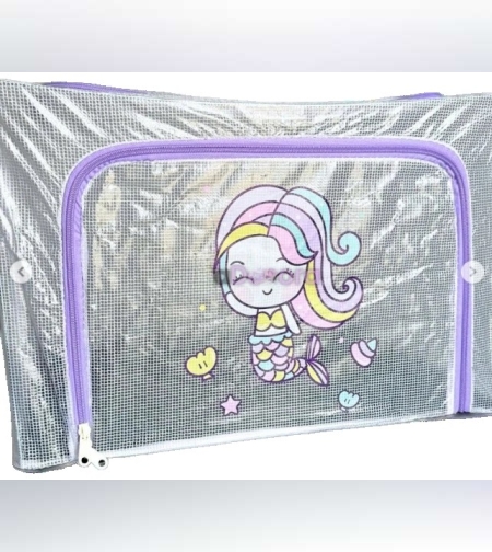 Cutie de Depozitare, Flippy, pentru Camera Copiilor, 100L, din PVC, Model Sirena, 60 x 42 x 40 cm, Transparent