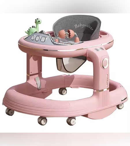 Premergator 4in1, Flippy, Antemergator, Balansoar, Scaun de Masa, Functie Muzicala, din ABS, Roti Universale, Inaltime Reglabila, Sistem Antirasturnare, Greutate Portanta 25 kg, +6 Luni, Roz