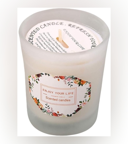 Lumanare Parfumata, Flippy, Model Pahar Alb Transparent, Aroma de Frezie/Para, din Ceara de Soia, 6.2 x 5.2 cm, Alb