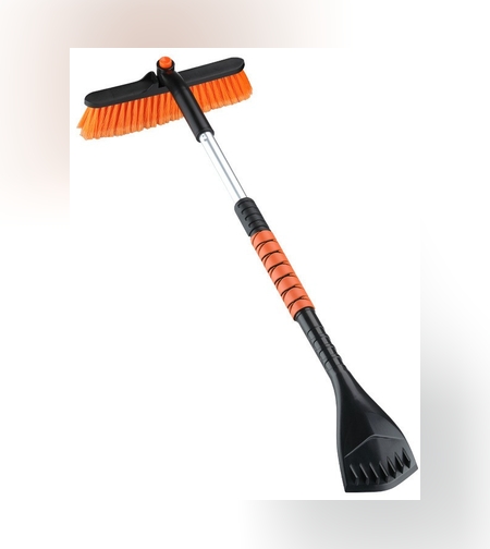 Perie de Zapada cu Racleta pentru Masina, Flippy, Multifunctionala, Rotativa, Demontabila, cu Maner Antiderapant, Telescopica, Aluminiu, Plastic, Fragmentarea Ghetii de pe Parbriz, Solutia pentru Iarna, pentru Dezghetare, Portocalie