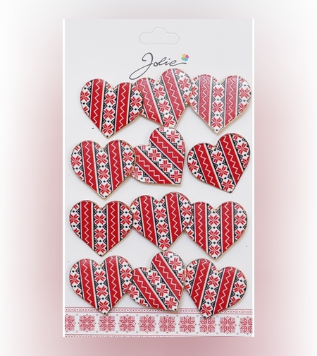 Set 12 Brose Martisor Primavara Inima Rosie cu Motiv Traditional