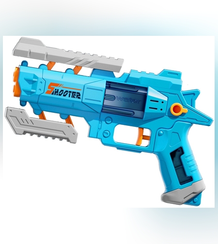 Pistol Manual cu Apa, Flippy, Jucarie Pistol cu Apa Sigur Pentru Copii, Design Nou S-Shooter Atractiv, 23 x 14.5 cm, Albastru