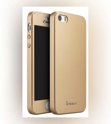 Husa Apple iPhone 8 Plus IPAKY Full Cover 360 Auriu + Folie Cadou