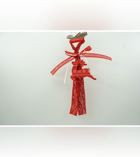 Ornament de brad craciun cerb, Flippy, rosu, lemn, 25 cm