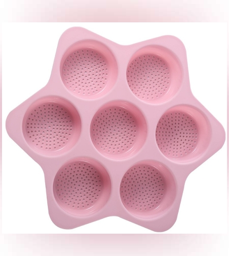 Forme de Silicon pentru Copt, Flippy, 7 Forme Rotiunde, pentru Burgeri si Prajituri, 38.5 x 4 cm, Roz