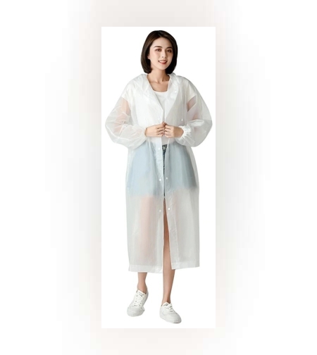 Pelerina de Ploaie, Flippy, pentru Adulti 150-180 cm, din EVA, Impermeabila, Rezistenta la Vant, Inchidere cu Capse, 140 g, Alb