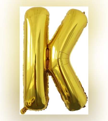 Balon Folie Metalizata Litera K, Flippy, 80 cm, Umflati cu Heliu sau Aer, Ambalaj Individual, Pai inclus, Auriu