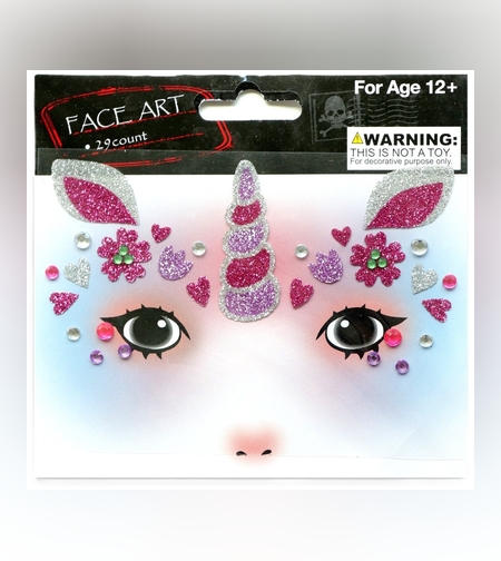 Sticker Temporar pentru Fata, Flippy, pentru Machiaj, Face Art, Halloween, Teatru, Model Unicorn, Multicolor