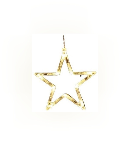 Decoratiune de Craciun Luminoasa in forma de Stea 19x18 cm, cu Ventuza, Alb Cald, Flippy