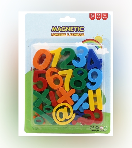Set 37 Cifre si Simboluri, Flippy, Magnetice, pentru Frigider, din Plastic, +3 Ani, 13 x 18 x 14 cm, Multicolor