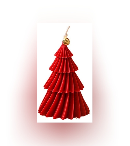 Lumanare de Craciun Parfumata, Flippy, Lumanare Rotativa cu Aromaterapie, Model Brad de Craciun forma Lunga, din Ceara de Soia, 11 x 8 x 8 cm, Rosu