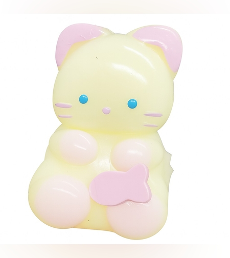 Jucarie Antistres Squishy, Flippy, cu Revenire Lenta, Model Pisicuta, Squeeze Pinch Family, 9 x 5.5 cm, Galben