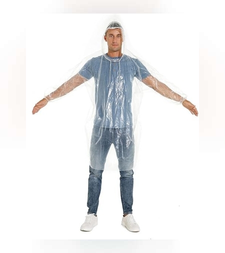 Pelerina de Ploaie, Flippy, pentru Adulti, 150 x 90 cm, Tip Poncho, Impermeabila, de Unica Folosinta, 30 g, Transparent