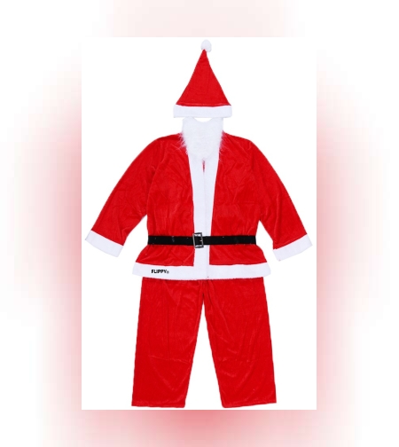 Costum Mos Craciun Flippy® Baiat, 10-12 ani, 5 piese, Catifea