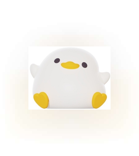 Lampa de Veghe pentru Copii, Flippy, din Silicon, Senzor Tactil, Model Ratusca, Lumina Calda, Timer Automat, Protectie pentru Ochi, Incarcare USB Putere 0.5W, Capacitate Baterie Incorporata 800mAh, 12.2x10.5x9.2 cm, Alb