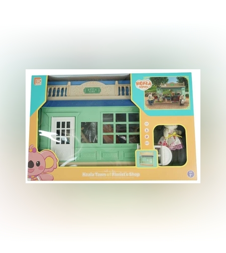 Casa de papusi, magazin cu flori, cu mobilier si figurine