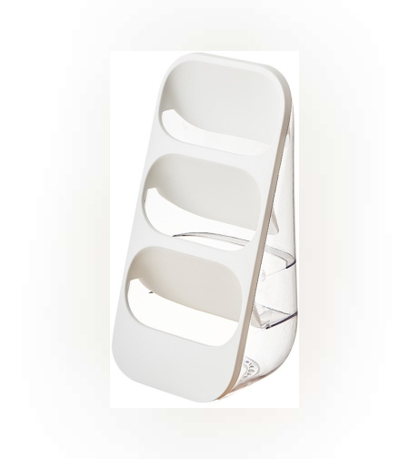 Suport - Organizator pentru Tacamuri, Flippy, 3 Compartimente, Suport pentru Cosmetica, Ustensile, Material PP Durabil, 33 x 16 x 15 cm Alb