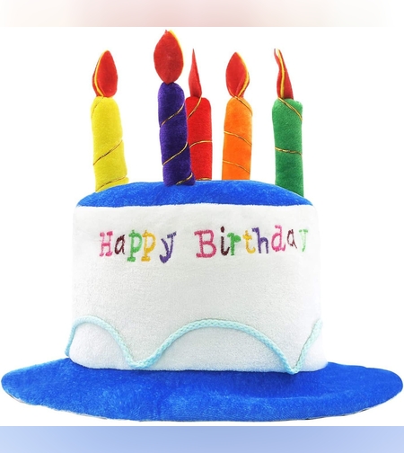 Palarie Happy Birthday, Flippy, Accesoriu pentru Petrecere, Model Tort, Tematica Aniversare, 60x60x55 cm, Albastru