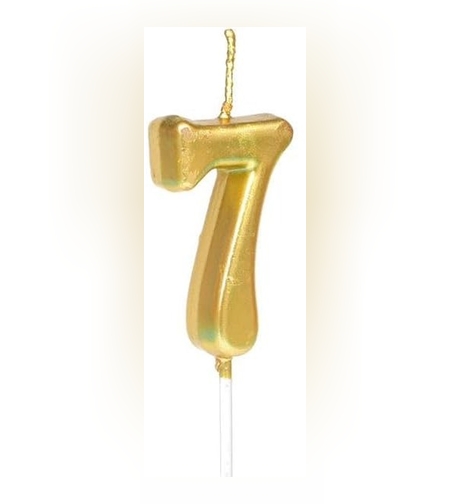 Lumanare de Tort, Flippy, Model Cifra 7, Party, 4.5 x 2.5 cm, din Parafina, Auriu