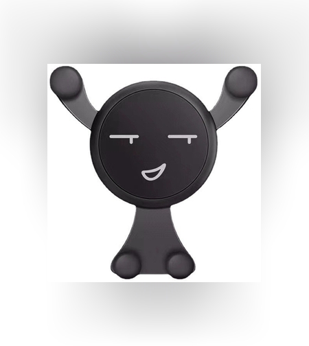 Suport de Telefon, Flippy, pentru Ventilatie, din ABS si Silicon, 11 x 10 x 4 cm, pentru Telefon 4.0 - 6.0 inch, Model Smiley Face, Negru
