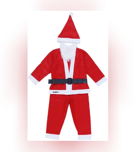 Costum Mos Craciun Flippy® Baiat, 4-6 ani, 5 piese, Polar