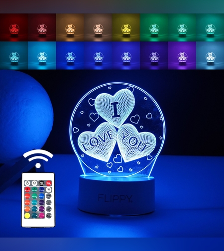 Lampa LED decorativa, Flippy, 3D, cu text 