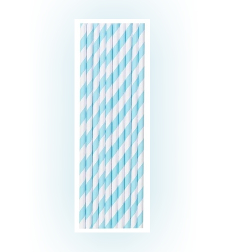 Set 25 Paie, Flippy, din Hartie, 20 cm, Model cu Dungi, Alb/Albastru