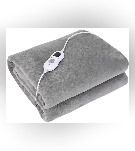 Patura Cu Incalzire Electrica, Flippy, 135 W, 180x130 cm, 6 Trepte De Incalzire, Flanel, Gri