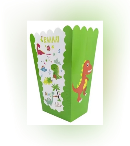 Set 6 Cutii de Popcorn, Flippy, Colectia Dino Park, 9 x 13 cm, din Carton, Multicolor