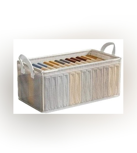 Cutie de Depozitare Tip Cos, Flippy, Material Textil Transparent, Pliabila, 47x28x20 cm, 35 l, Cadru Metalic, cu Manere, Alb