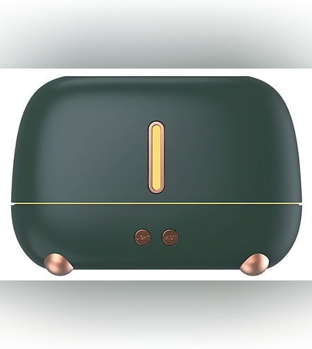 Umidificator de tip flacara, Flippy, cu aromaterapie, 7 culori, 250 ml, verde