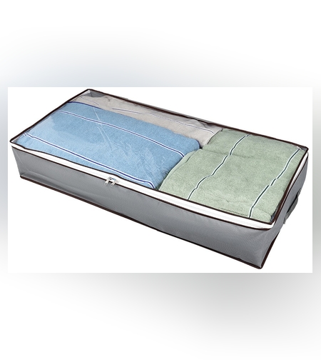 Husa de Depozitare, Flippy, Intrebuintare Multipla, Pliabila, cu Fermoar Bidirectional si Fereastra Deasupra Transparenta, Manere Laterale, Lavabila, 65x45x15 cm, Gri