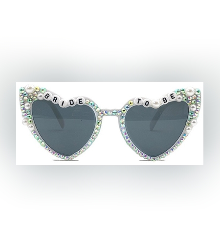 Ochelari Decorativi, Flippy, Model Bride to Be, cu Perle si Diamante, pentru Nunta, din PC, 15.3 x 5.7 x 14.5 cm, Alb