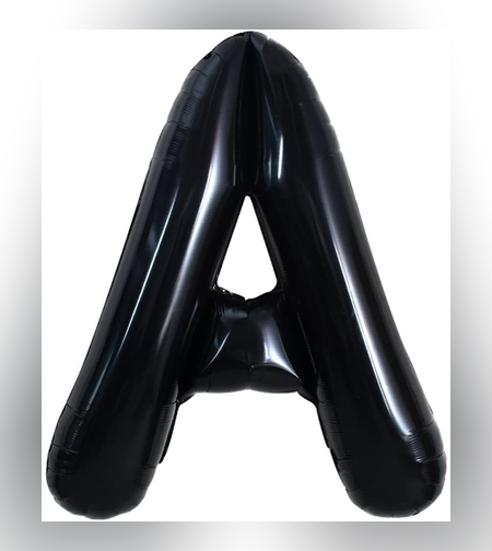 Balon Folie Metalizata Litera A, Flippy, 40 cm, Umflati cu Heliu sau Aer, Ambalaj Individual, Pai inclus, Negru