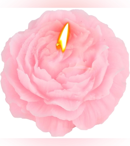Lumanare Parfumata, Flippy, Model Trandafir, Ardere 10h, 70 g, 7.5 x 3.5 cm, Parfum de Piersica, Roz Pal